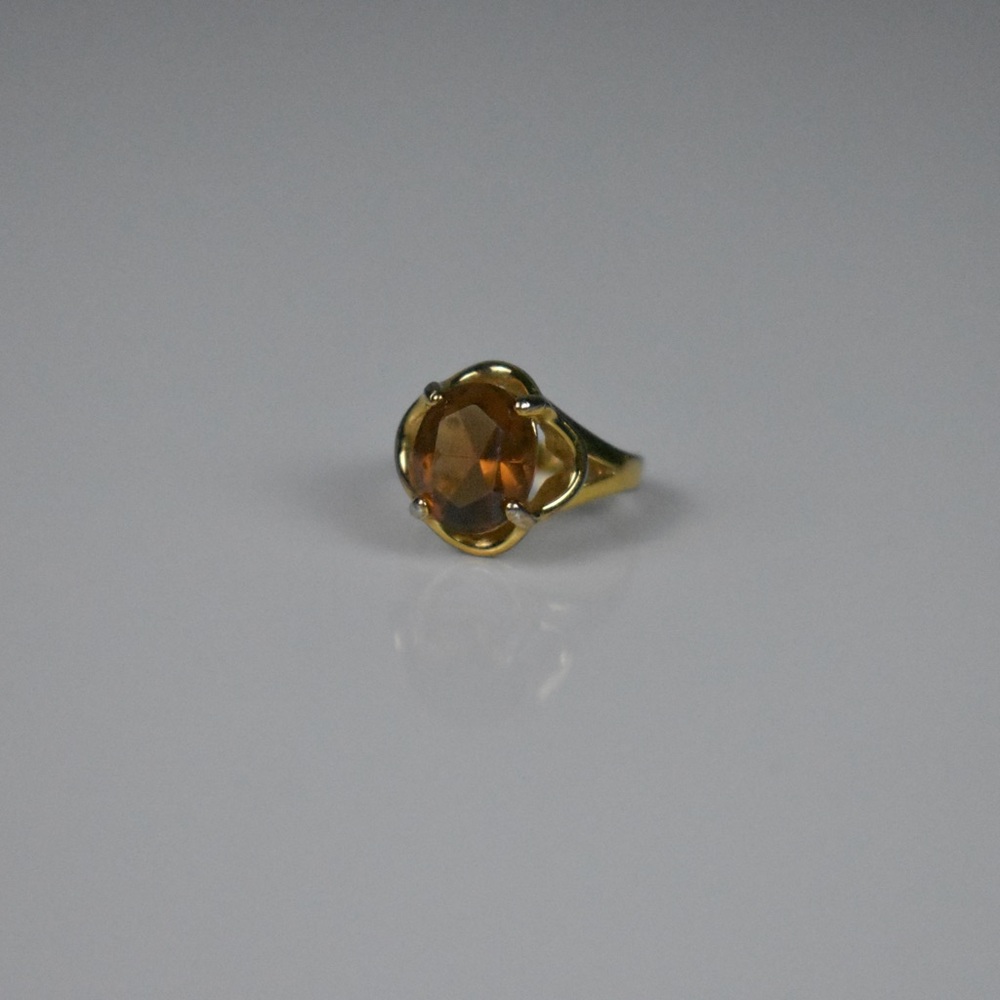 18K G.E. Amber glass stone gold ring - Picture 10 of 17